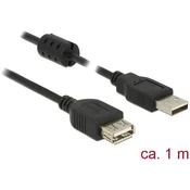DELOCK Delock USB kabel USB 2.0 USB-A vtič\, USB-A vtičnica 1.00 m črna s feritnim jedrom 84883, (20415724)