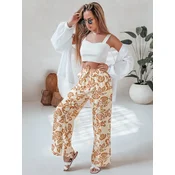 Spodnie damskie wide leg w kwiaty LOVEGARDEN kamelowe Dstreet