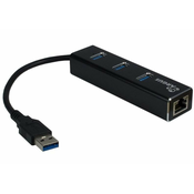 INTER-TECH ARGUS IT-310 gigabit LAN USB3.0 3-port hub mrežni adapter