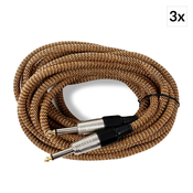 3 x FrontStage 6,35 mm-Jack kabel, 6m, mono, tekstil, črno-zlata barva (PL-3X10699)