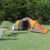 vidaXL Šator za kampiranje za 6 osoba sivo-narancasti