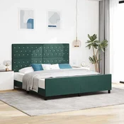 vidaXL vidaXL Postelja v temno zeleni barvi, 180x200 cm, žamet, (22049629)