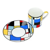 Carmani, 240 ml skodelica s krožnikom - Piet Mondrian/Kompozicija