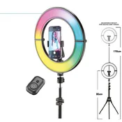 Selfie tripod CELLULARLINE Selfie Ring, Foldy, Bluetooth, 12 LED, ČRNi