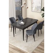 Hanah Home Set Trpezarijski sto i 4 stolice Arp, Sivo-crni