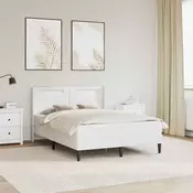 vidaXL Posteljni okvir z vzmetnico Bela 140 x 190 cm Umetno usnje