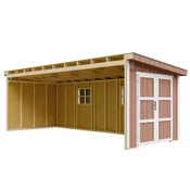 Timbela Vrtna hišica vrhunske kakovosti 14,3 m2 - V231x248x648 cm - Brez tal in stranske stene - Timbela M941B-REDWOOD RED, (5000117201)