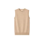 GOBI Cashmere Pleten brezrokavnik Womens Essential Cashmere Crewneck Vest bež