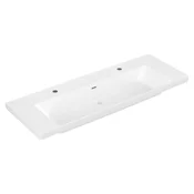4A70D4RW Villeroy & Boch Subway 3.0 CeramicPlus 130 x 47 cm dvojni keramični umivalnik z 2 odprtinama za armaturo
