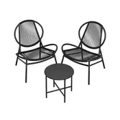 Songmics Komplet balkonskega pohištva 3-delni 68x74x78 cm črne barve
