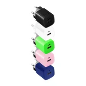 Brzi punjac KOCKA 33W, 2xUSB A+C, razne boje