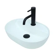 shumee GTM Design Aufsatzwaschbecken 51 cm - Glanz Modern Waschbecken ohne Hahnloch - Elegant Aufsatzwaschbecken Oval für Badezimmer und Gäste WC - nur Bad Waschbecken