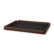 Servirni pladenj AIRY CORDUROY 47 x 37 cm, črno črnilo/rjava, usnje/les, LIND DNA