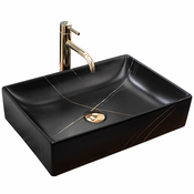 Umivalnik REA Inga black marble mat countertop