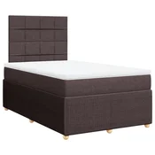 Vidaxl Box spring postelja z vzmetnico temno rjav 120x200 cm blago