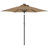 Vidaxl Vrtni senčnik z LED in jeklenim drogom taupe 225x225x212 cm
