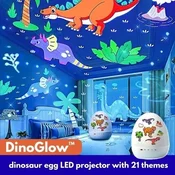 Smania LED projektor zvezd v obliki dinozavrovega jajca – otroška nočna lučka, 21 motivov, 360° vrtenje DinoGlow