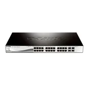 D-LINK komutator 24x1000 Mbps (24xPOE) + 4xGigabit combo SFP, upravljani, za montažu u rack, DGS-1210-28P/E