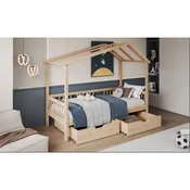 Drveni dječji krevet Pandora s ladicama - svijetlo drvo - 200x90 cm