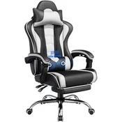 slomart Yaheetech Gaming stol z masažno funkcijo, oporo za noge, črn