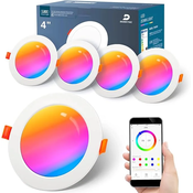 Vgradni reflektor LED RGB + toplo bela 10 W, 95-110 mm (4 kosi)