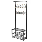 Vidaxl Stojalo za Oblačila s Prostorom za Čevlje 68x32x182,5 cm Črno