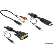 Kabel DELOCK, DVI (M) na HDMI (M) + audio stereo 3.5mm (M), 2.0m