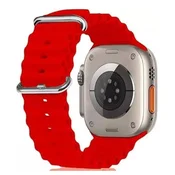shumee PAŠEK ZA APPLE WATCH 4/5/6/7/8/9/10/SE/ULTRA 44/45/46/49mm RDEČ SILIKON