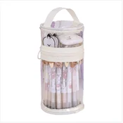 INF Cylindrical Transparent Pencil Case - Stand-Up Pen Holder Pouch White, (5000078760)