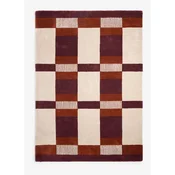 Bordo rdeča/kremno bela ročno tkana preproga iz recikliranih vlaken 120x170 cm Franka – MADE