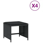 Vrtni stolci s jastucima 4 kom crni 40x40x35 cm od poliratana