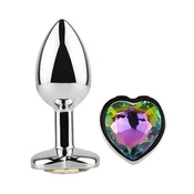 Diamond Heart Butt Plug Small Rainbow