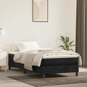 Greatstore Box spring postelja z vzmetnico črn 90x190 cm žamet