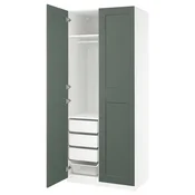PAX/GRIMO Garderobni sestav, bela/sivo zelena, 100x60x236 cm