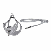Uzica Dogness walking set leash 1,5m+harness for dog (light gray)