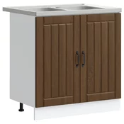 Kuhinjski ormaric za sudoper s pohranom Lucca 2 pcs Smedi hrast
