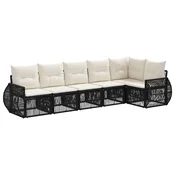 vidaXL vidaXL Vrtna sedežna garnitura 6 pcs Črna in krem bela poli ratan, (5000271408)