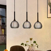 Lucande Tetira viseča svetilka, 3-svetlobna, dolga, črna - Dnevna soba/jedilnica - Sodobni - črna, bela - Kovina