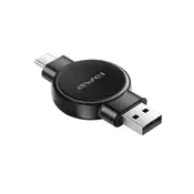 AWEI stolni punjač USB+Type-C 2,5 W, punjač za Samsung Watch/Apple Watch, crni W26