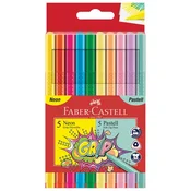 Flomaster šolski 10 barv grip neon plus pastel faber castell 155312 blister