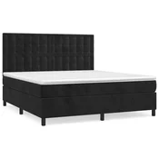 Greatstore Box spring postelja z vzmetnico črna 160x200 cm žamet