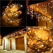 Springos novoletna zavesa 300 LED bela+toplo bela 8 funkcij 12+2,5m