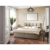 MID.YOU POSTELJA Z VZMETNICO 200 cm x 200 cm , les, tekstil, leseni material bež