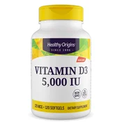 Healthy Origins - Vitamin D3 Depot 5000 IU, 120 mehkih kapsul