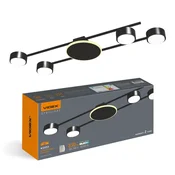 Moderna črna stropna svetilka 70 cm 4xGX53 30W z 9W LED osvetlitvijo ozadja, topla barva Videx