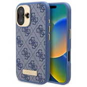 slomart Etui Guess 4G Logo Plate MagSafe za iPhone 16 Plus - modro