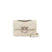 PINKO Ročna torbica Pinko Sac Rabat Love Puff Mini Cl Sheep Nappa Blanc bela
