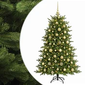 Vidaxl Umetna božična jelka z bučko 210 cm 300 LED Toplo bela