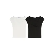 Bershka Majica  črna / bela