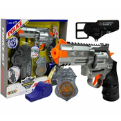 slomart Policijski set: pištola 20cm, značka, futrola, piščalka, zvok, luč